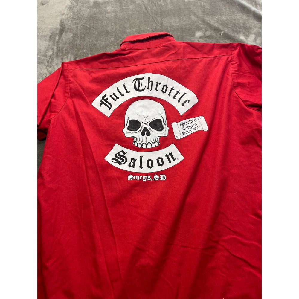 Full Throttle Saloon Sturgis SD Red Snap Front Work Shirt Mens 3XL Skull Graphic